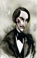 Nikolai Gogol - Karikatur des ukrainisch-russischen Autors